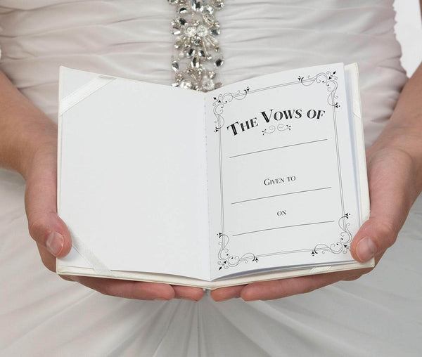 Set of 2 Ivory Satin Vows Books