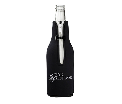 Black Best Man Bottle Cozy
