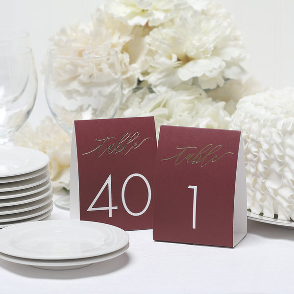 Table Number Tents - Burgundy