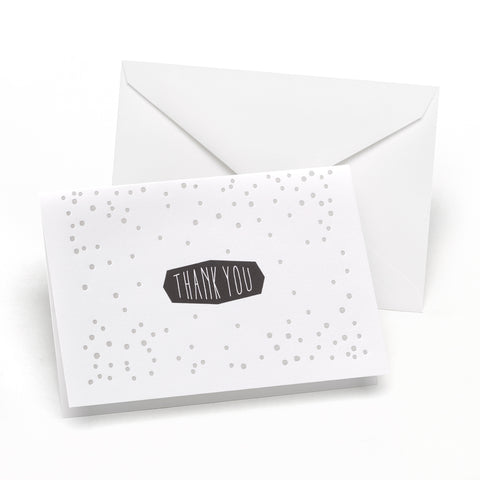 Silver Foil Dots Thank You Cards - 50 count