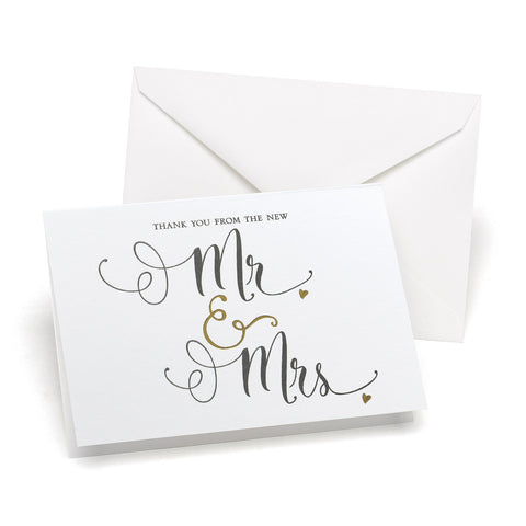 Mr. & Mrs. Gold Ampersand Thank You Cards