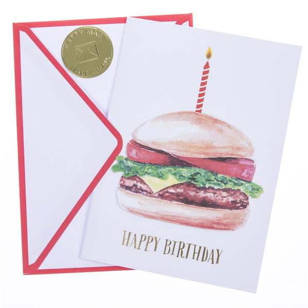 Birthday Greeting Card  - Hamburger - Handmade