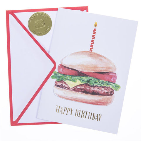 Birthday Greeting Card  - Hamburger - Handmade