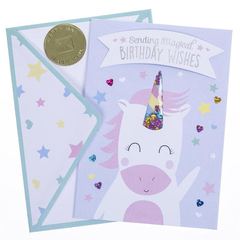 Juvenile Birthday Greeting Card  - Unicorn Handmade