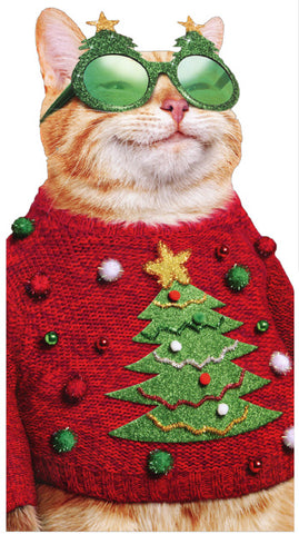 Christmas Greeting Card - Cat in Ugly Sweater