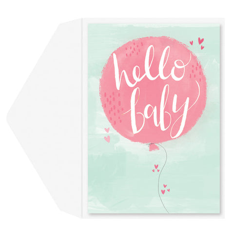 Baby Shower Greeting Card - Hello Baby Balloon