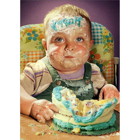 Birthday Greeting Card - Baby Cake Face