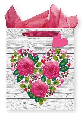 Large Gift Bag - Rustic Pink Flowers