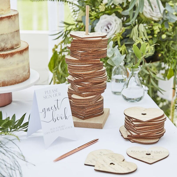 Wood Stacking Hearts Alternative Guest Book