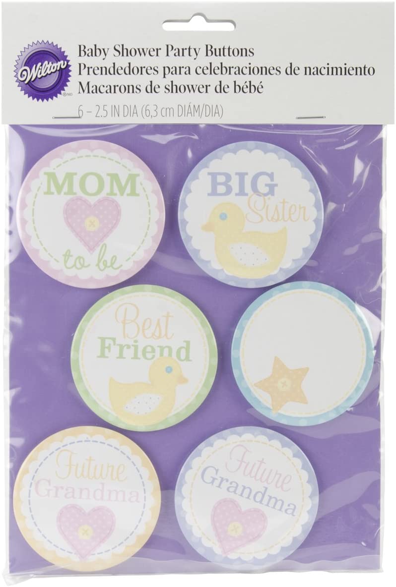 Baby Shower Party Buttons 6ct