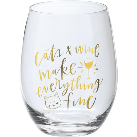 Wine Glass - Cats & Wine Make Everything Fine