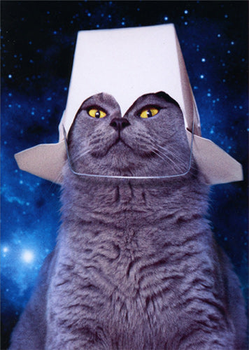 Birthday Greeting Card - Take Out Space Cat - Pop-Up
