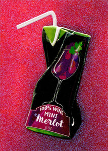 Birthday Greeting Card - Wine Juice Box