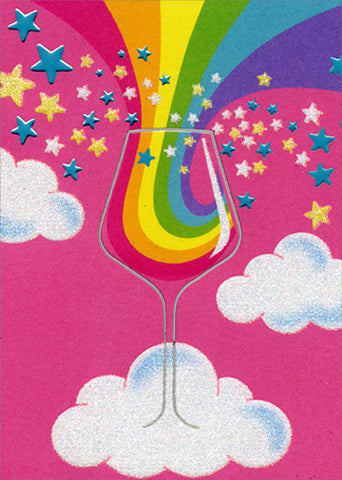 Friendship Greeting Card - Rainbow Wine Glass