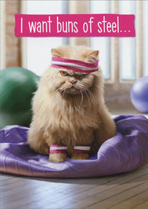 Just Funny Greeting Card - Cranky Exercise Cat