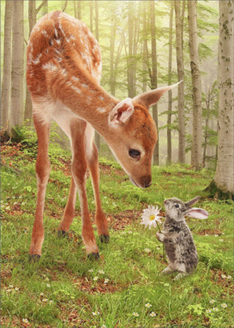 Thank You Greeting Card - Fawn and Bunny Friends