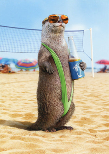 Birthday Greeting Card - Otter Wearing Mankini