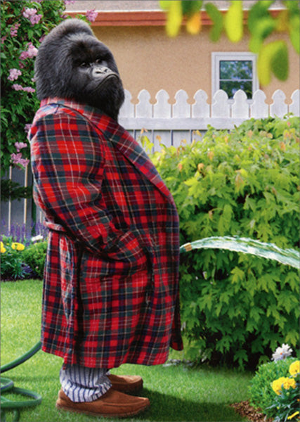 Father's Day Greeting Card - Gorilla Garden Hose