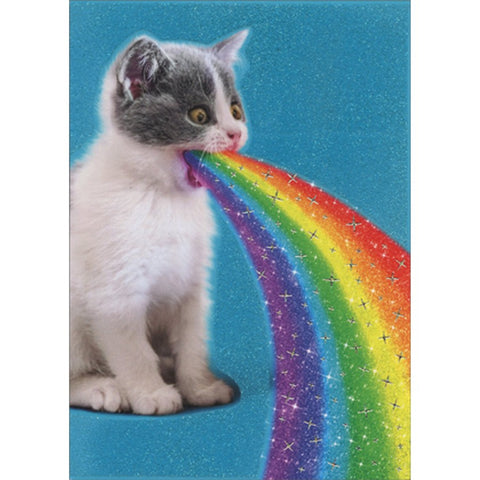 Birthday Greeting Card  - Cat With Rainbow