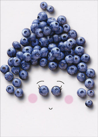 Thank You Greeting Card - Blueberry Face