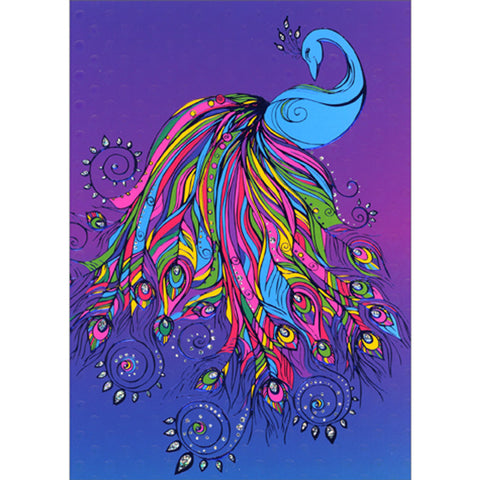 Birthday Greeting Card  - Peacock Tail