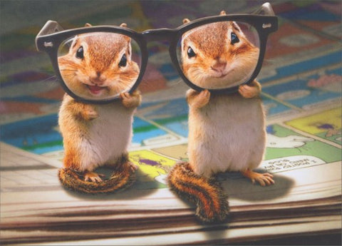 Birthday Greeting Card - Chipmunks with Thick Glasses