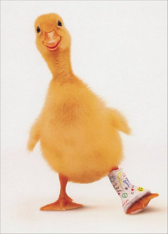 Get Well Greeting Card - Duckling with Cast