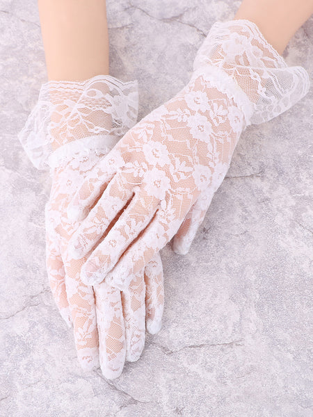 Child White Lace Gloves - Wrist Length