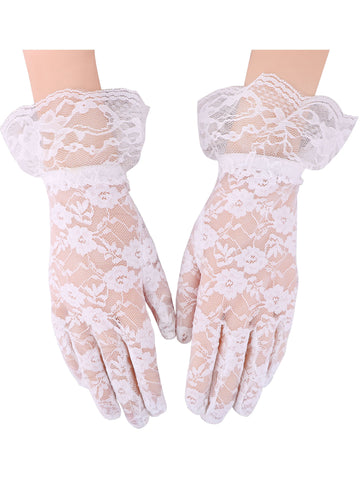 Child White Lace Gloves - Wrist Length
