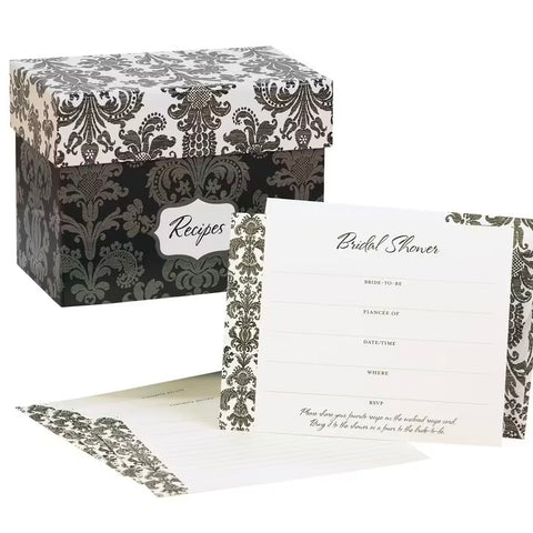 25 ct. Damask Bridal Shower Invitations & Recipe Cards Set