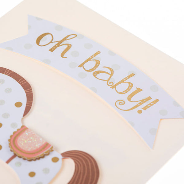 Baby Shower Greeting Card - Oh Baby! - Handmade