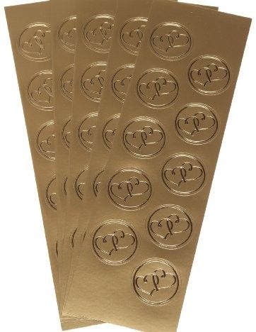 Gold foil Hearts Sticker Seals - 50 qty