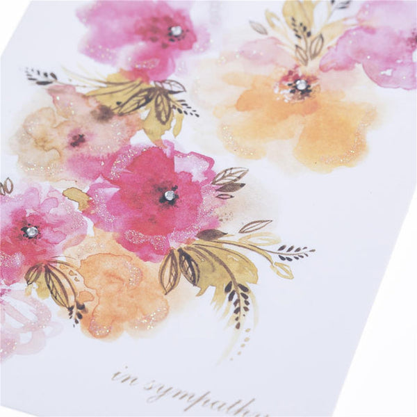 Sympathy Greeting Card - Orange Pink Floral  - Handmade