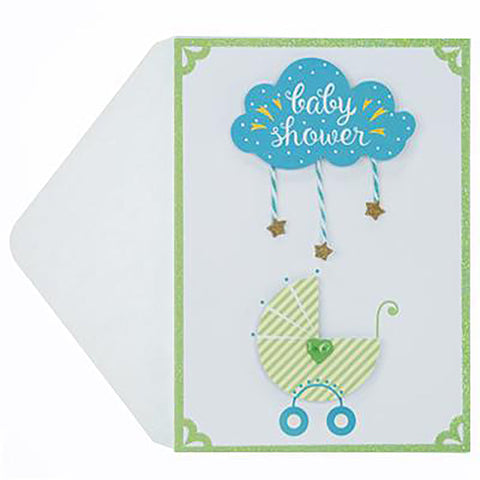 Baby Shower Greeting Card - Baby Carriage - Handmade