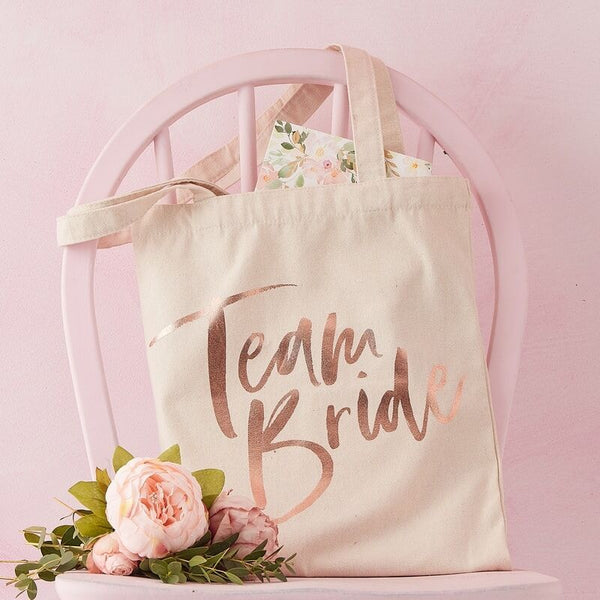 Tote Bag - Printed Rose Gold Foil Team Bride
