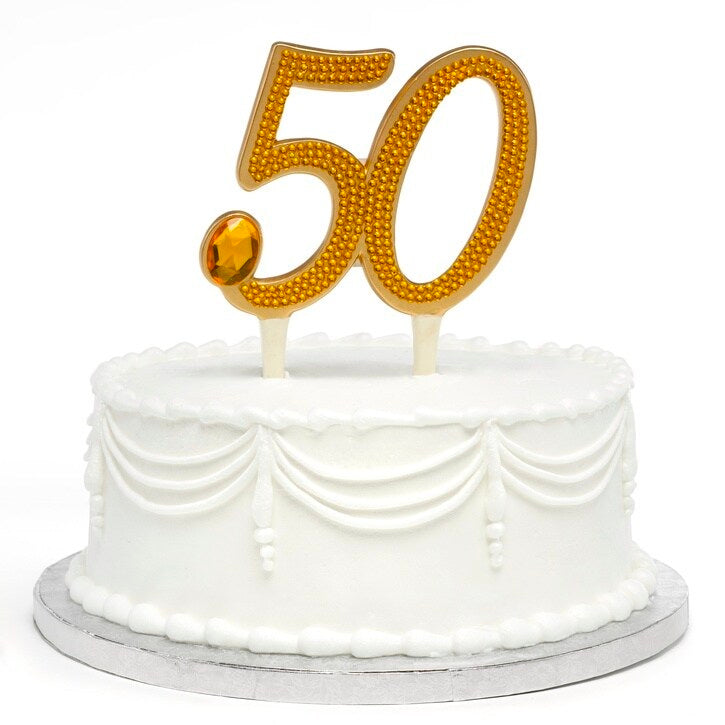 Gilded 50th Anniversary Cake Topper