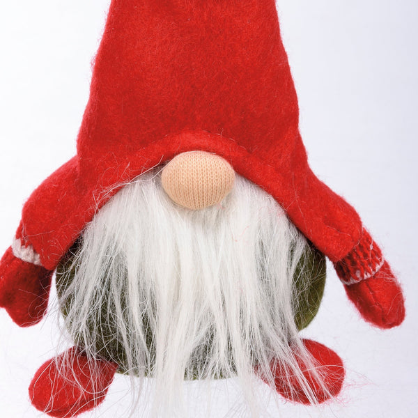 Small Christmas Shelf Sitter - Gnome - Sitting Red Hat