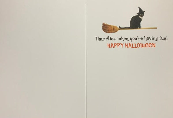 Halloween Greeting Card - Kitten on Broom