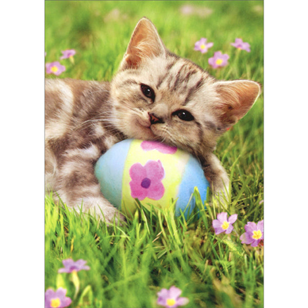 Easter Greeting Card - Kitten and Easter Egg