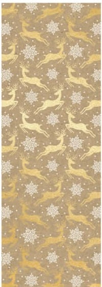 Premium Christmas Wrapping Paper - Foil Stamped Reindeer 15 Sq. Ft.