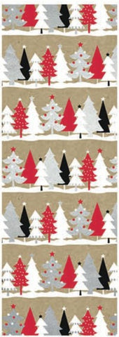 Premium Christmas Wrapping Paper - Foil Stamped Trees 15 Sq. Ft.