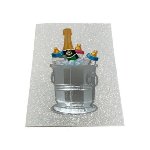 New Baby Greeting Card - Baby Bottles and Champagne
