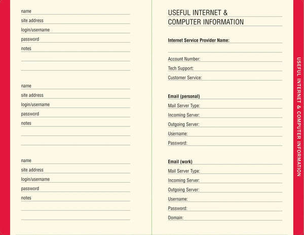 The Personal Internet Address & Password Logbook