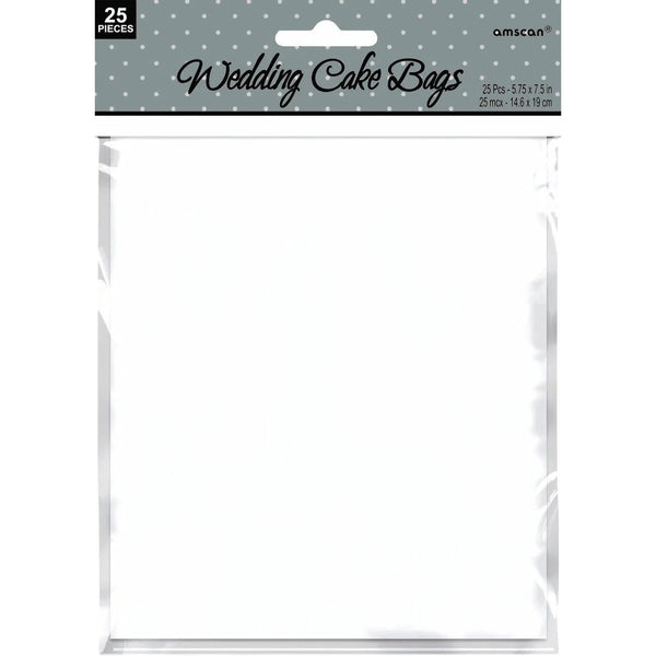 Wedding White Cake Bags - 25 count