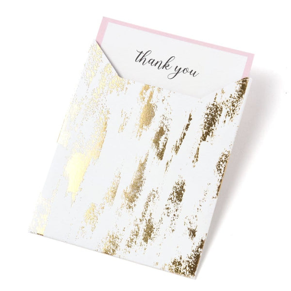 Elegant Pink with Gold Brush Strokes Thank You Cards - 10 count