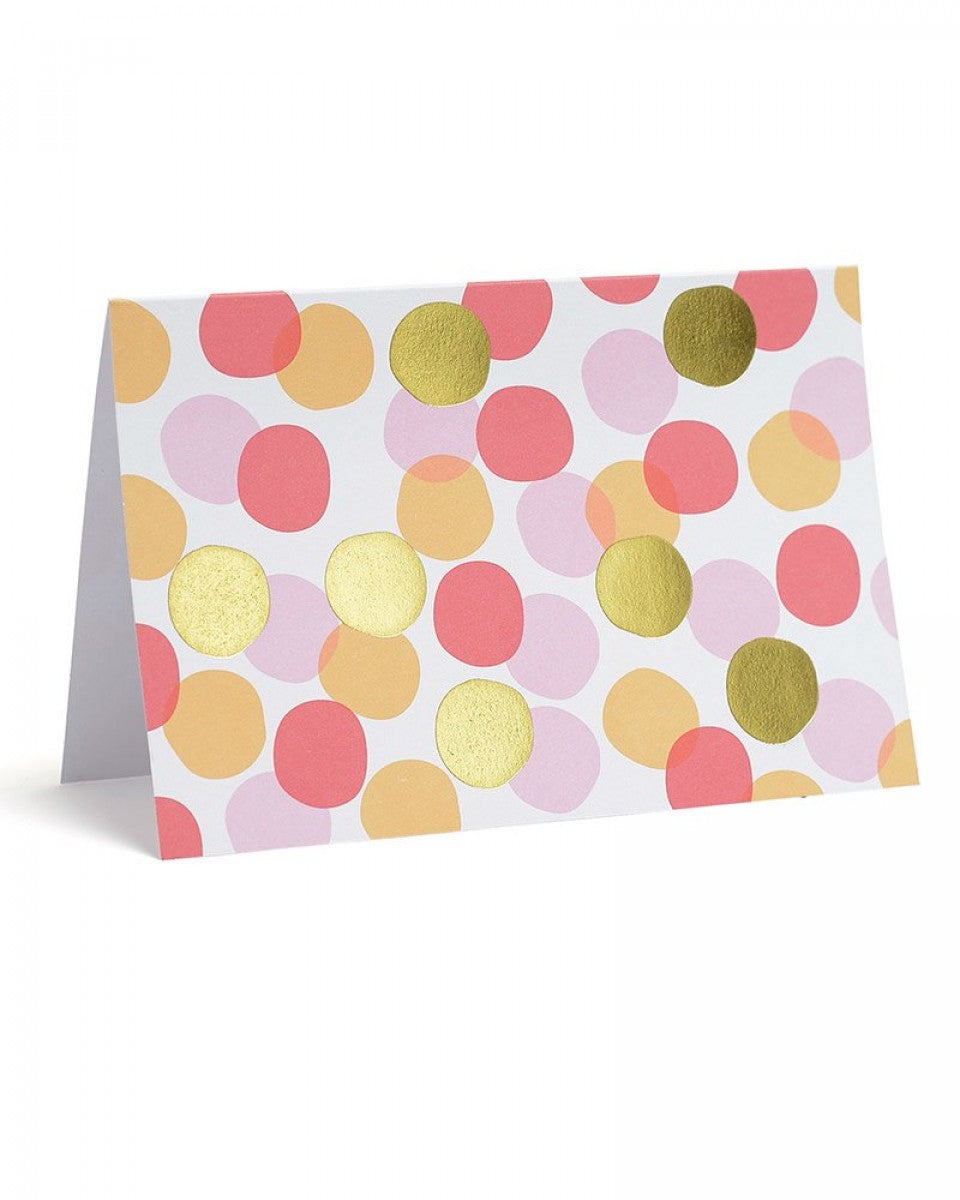 Pink & Gold Foil Dot Blank Note Cards