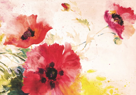 14 ct. Watercolor Poppies Note Cards