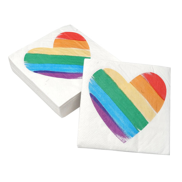 Rainbow Heart Cocktail Napkins - 40 count